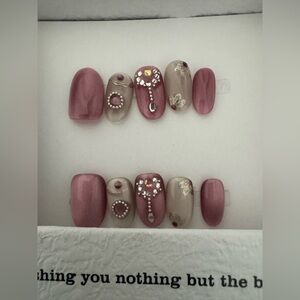 Bonitas Nails Mauve and Taupe Rhinestone Press-On Nail Set